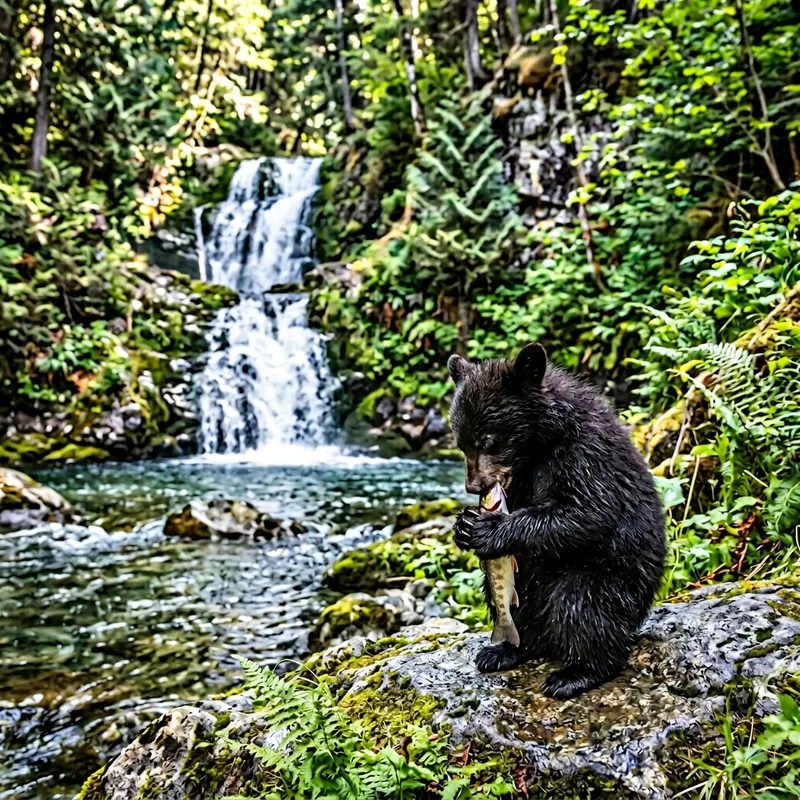 Bear Eating Cat Surrounded by Wildlife Bear Eating Cat Surrounded by Wildlife