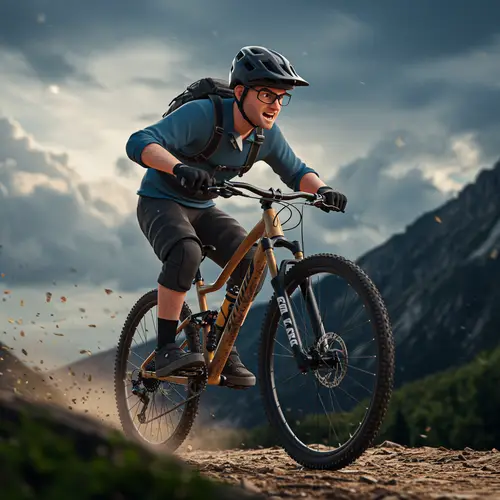 Heroic Mountain Biker in Action - Adventure Awaits