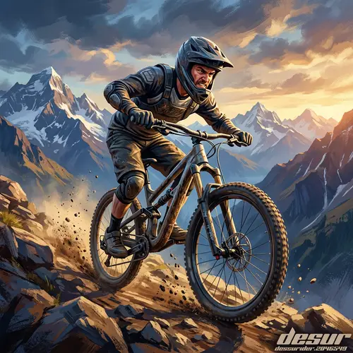 Heroic Mountain Biker in Action - Adventure Awaits
