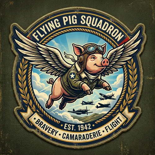 Flying Pig Squadron Logo | World War 2 Fighter Aircraft Emblem