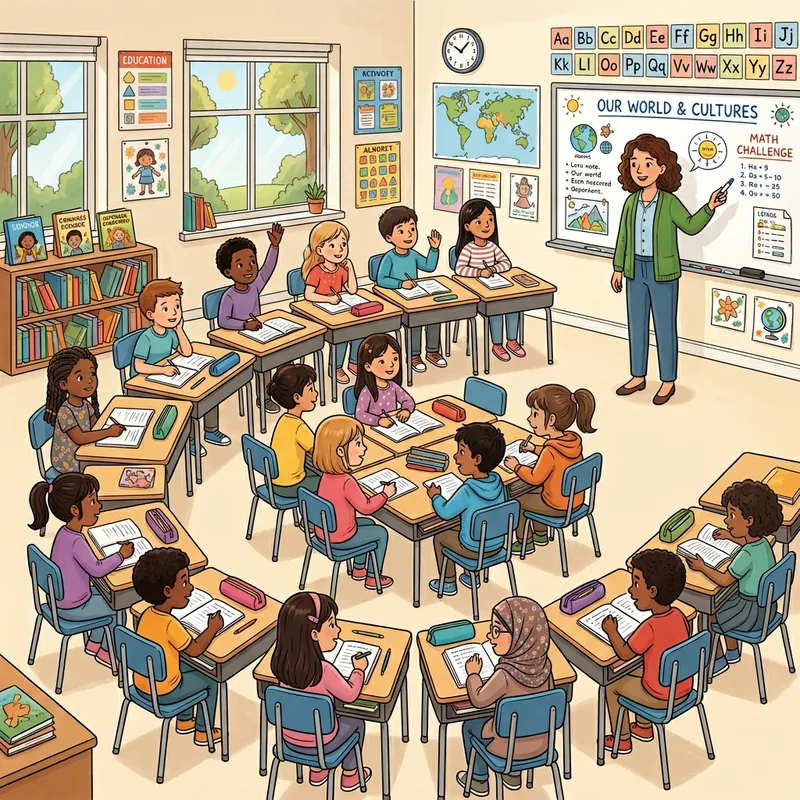 Diverse Classroom with 15 Female and 10 Male Young Students