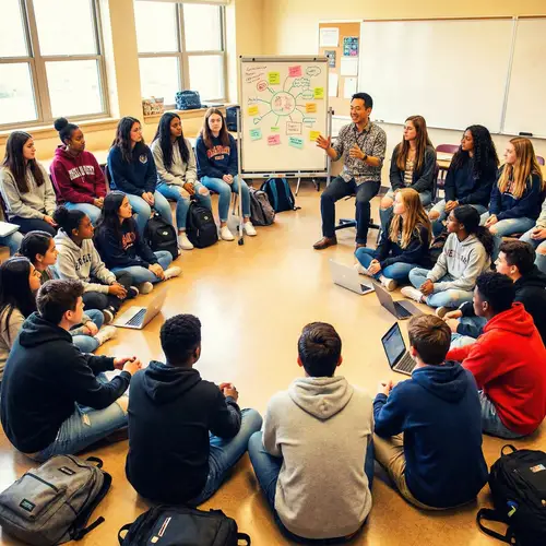 Realistic Classroom Scene: Diverse Students Engaged in Learning