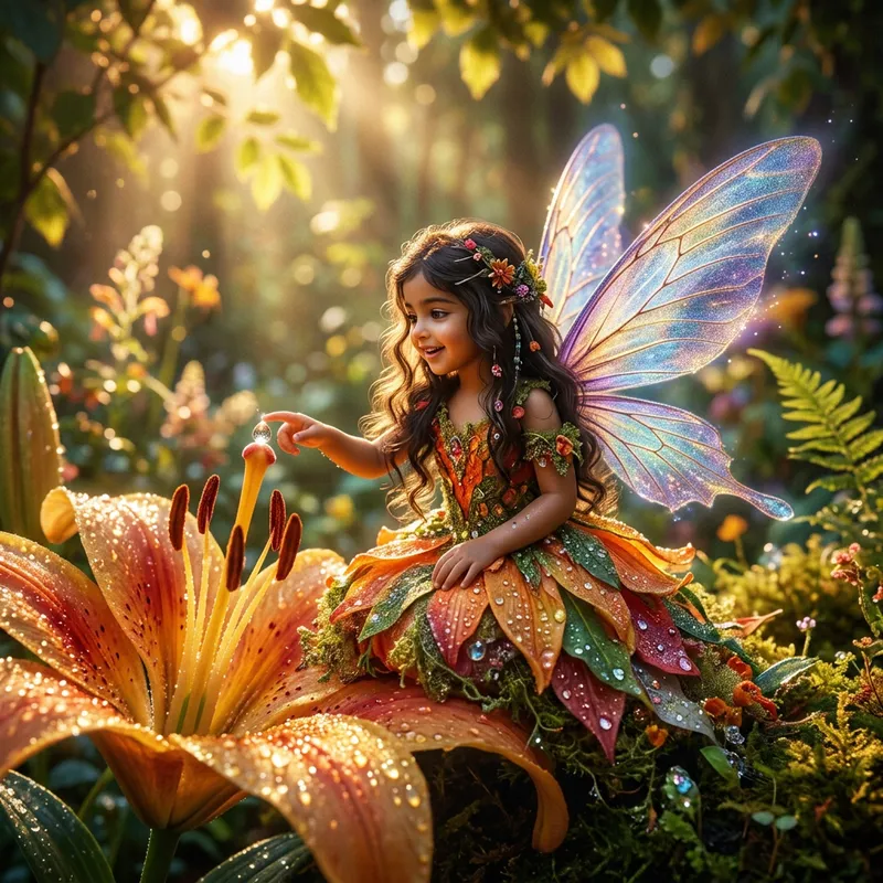 Magical Fairy on Blooming Flower - Enchanting Scene in Fairyland