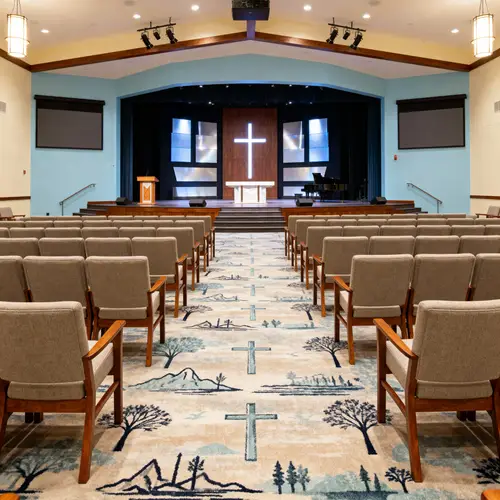 Sanctuary Redesign with New Chairs and Updated Stage