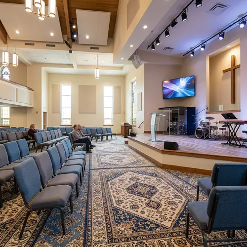 Sanctuary Redesign with New Chairs and Updated Stage