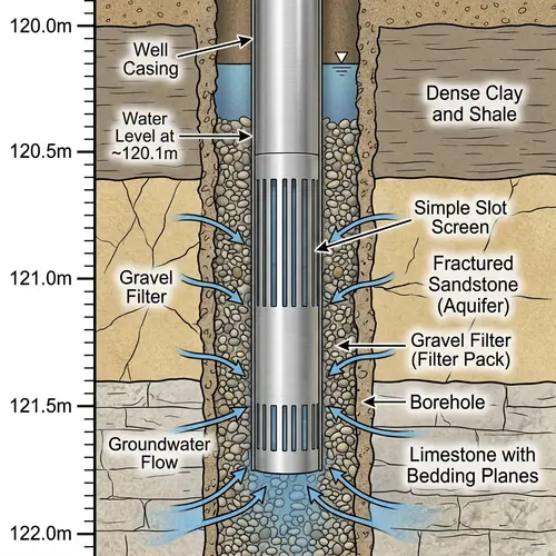 Water Well Structure Section with Gravel Filter
