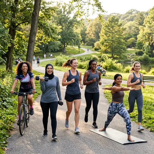 Diverse Women's Weight Loss Journey in a Peaceful Park