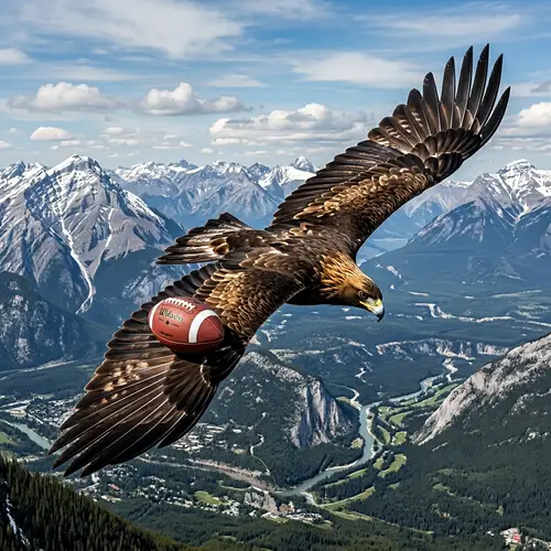 Football on Eagle's Wing - Majestic Bird's Eye View