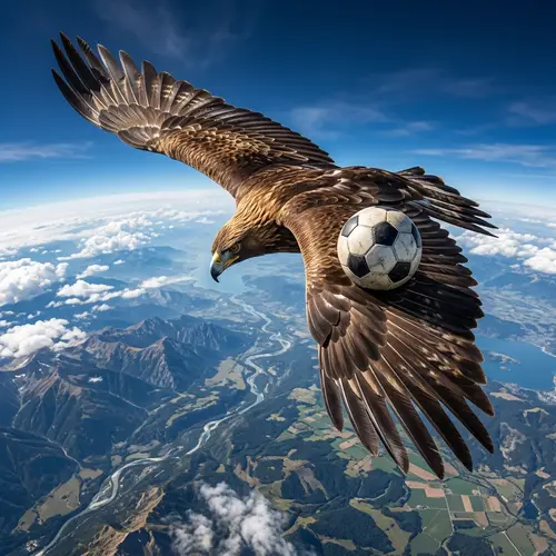Soccer Ball on Eagle's Wing | Bird's Eye View Sports Imagery