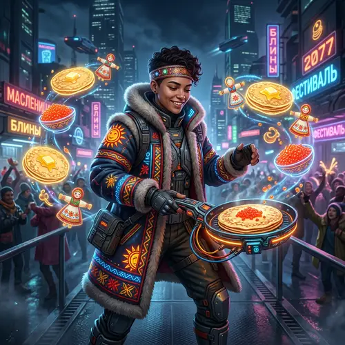 Futuristic Cyber Maslenitsa Celebration - Interactive Visuals