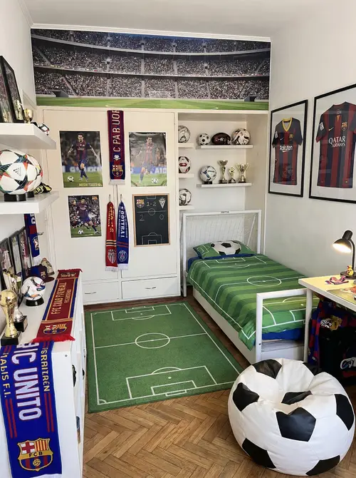 Cool Football Themed Room for 9-Year-Old Boy