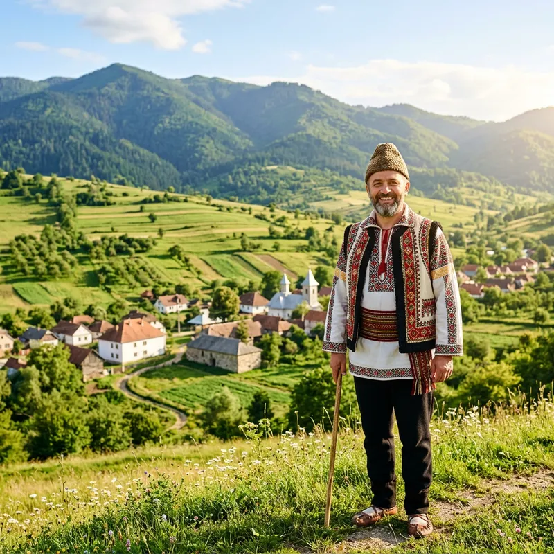 Authentic Romanian Man in Vibrant Attire