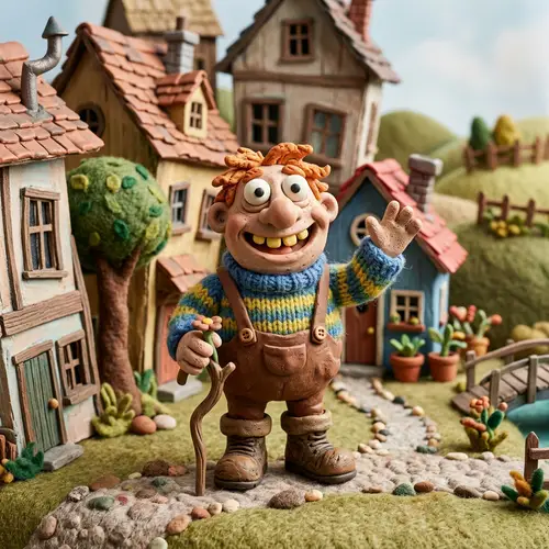 Whimsical Claymation Character in Miniature Set