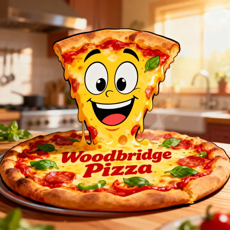 Whimsical Woodbridge Pizza Illustration