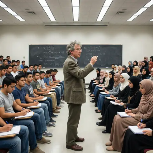 Engaging Lecture by Professor in a Large Hall