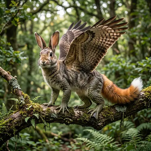 Unique Creature with Rabbit Head, Cat Body, Crocodile Limbs