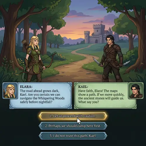 2D Dialogue Interface for Unity with Fantasy Environment
