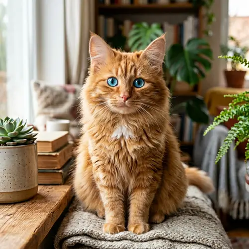 Curious Ginger Cat with Human Ears | Surreal Feline-Human Crossover