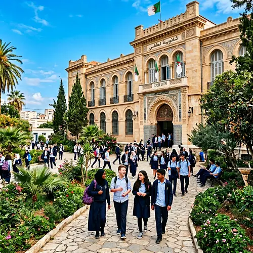 Lycee Lotfi: Classical Algerian High School Under Blue Sky