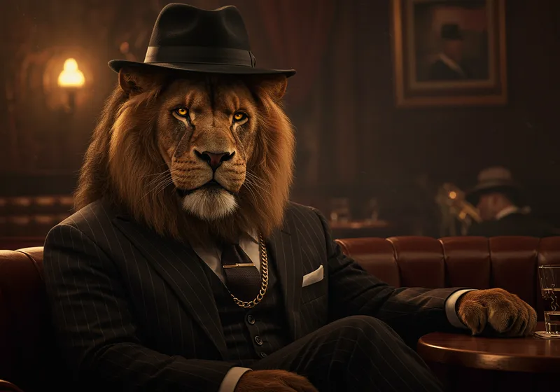 Gangster Lion Art and Merchandise