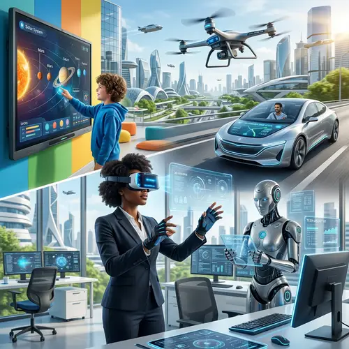 Futuristic Technology: VR, Drones, Robots, Self-driving Cars