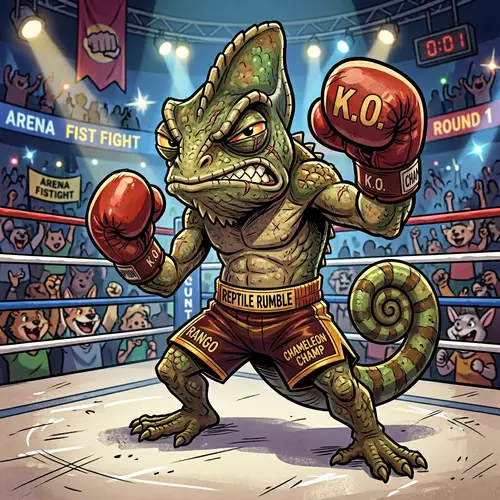 Mean-Looking Chameleon Boxing Gloves Cartoon
