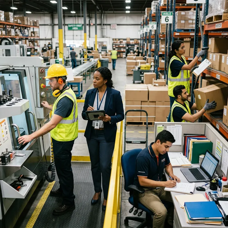 Diverse Workers Focused on Tasks - Workplace Scene