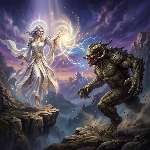 God vs Monster - Cosmic Battle of Light and Darkness