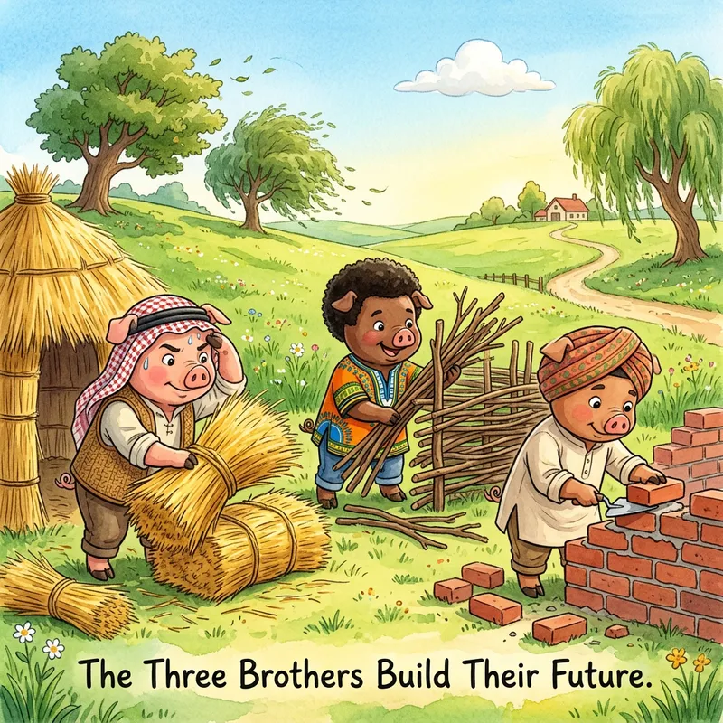 Three Little Pigs Building Homes - Multicultural Adventure