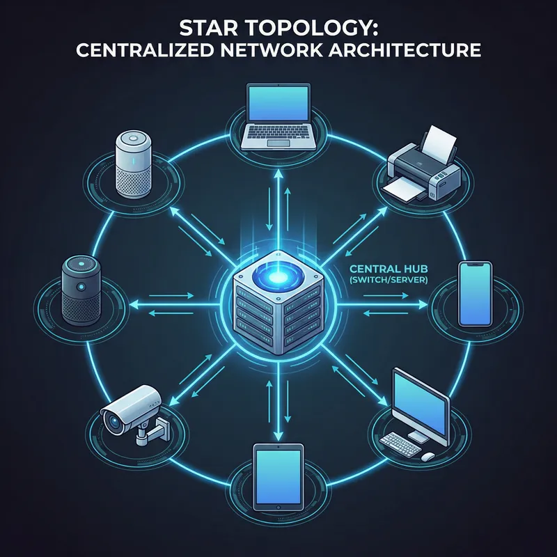 Star Topology - Network with Central and Peripheral Nodes