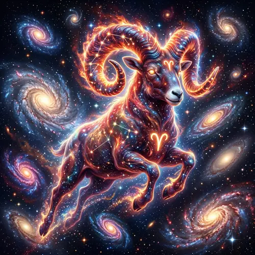 Aries Zodiac: Cosmic Being Among Galaxies