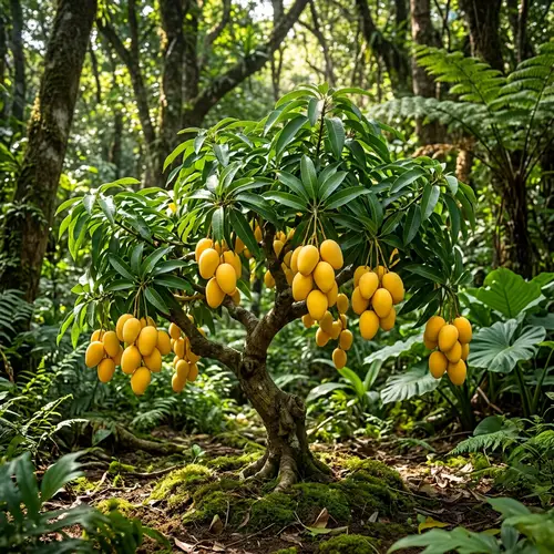 Miniature Mango Tree with Ripe Yellow Fruits