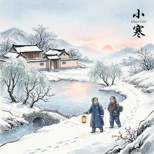 Xiaohan 'Minor Cold' | Tranquil Winter Scene with Snowy Landscapes