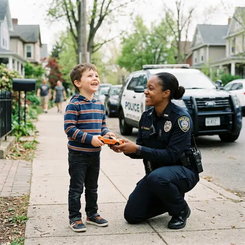 Kid with Police Officer - A Heartwarming Moment
