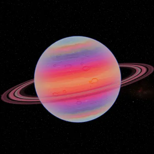 Colorful Planet in Space with Craters and Belt