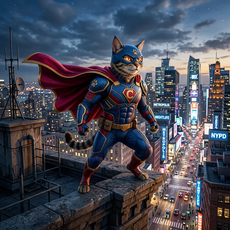 Superhero Cat: Feline Power Ready for Action Superhero Cat: Feline Power Ready for Action