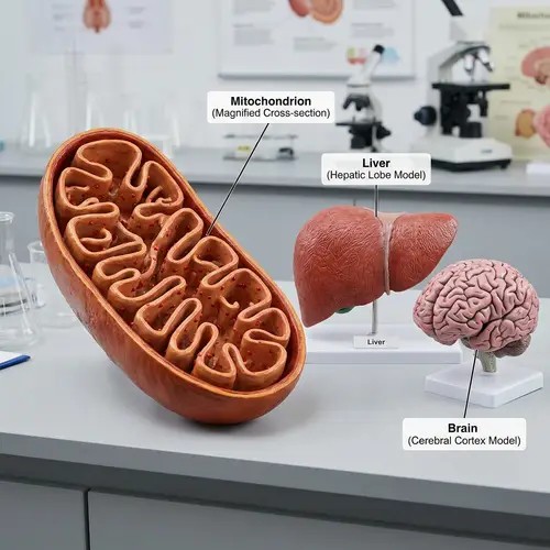 Mitochondria, Liver & Brain Organs: Detailed Scientific Visualization