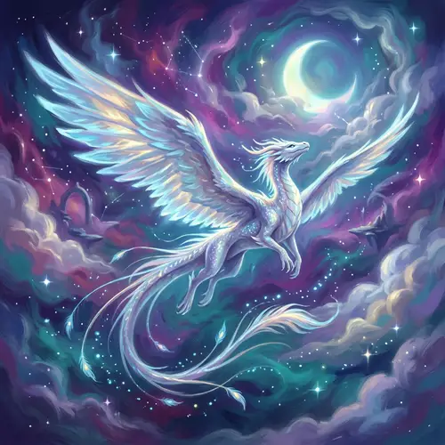 Mythical Creature in Dreamy Night Sky Art