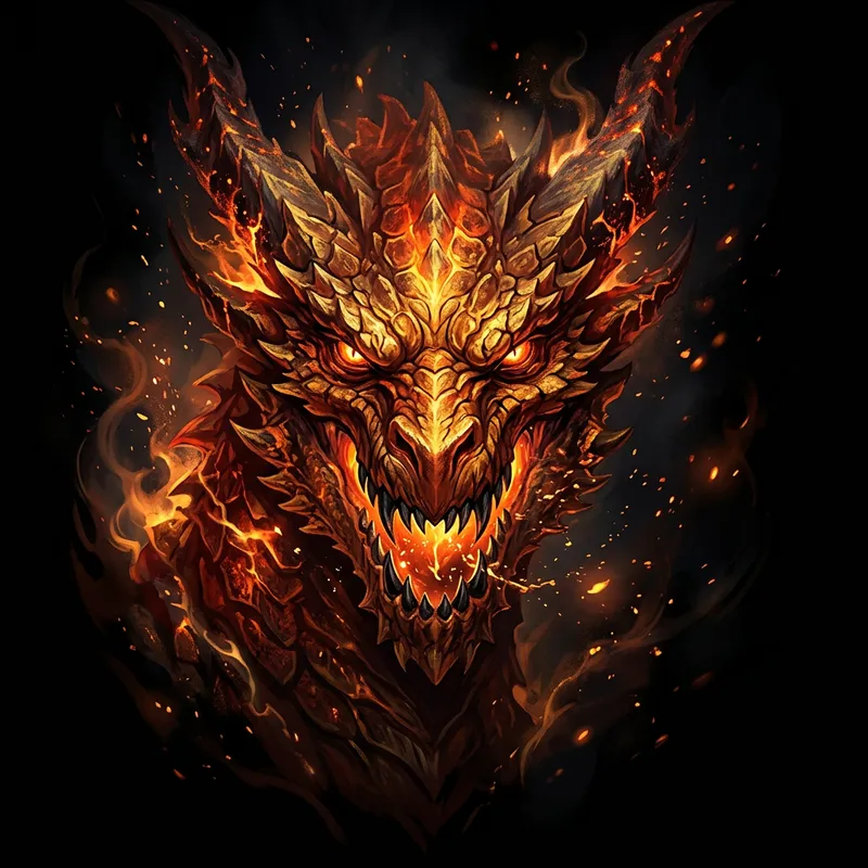 Stunning Fire Dragon Head Illustration - Mythical Art