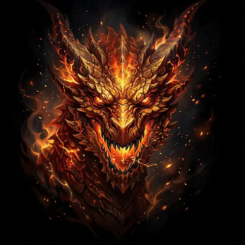 Fire Dragon Digital Illustration - Fantasy Artwork