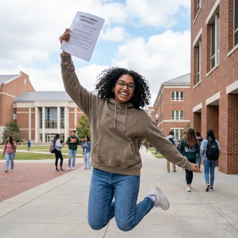 Excited Student Landing Job