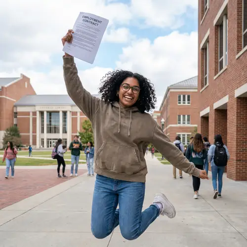 South Asian Student Celebrating Job Success