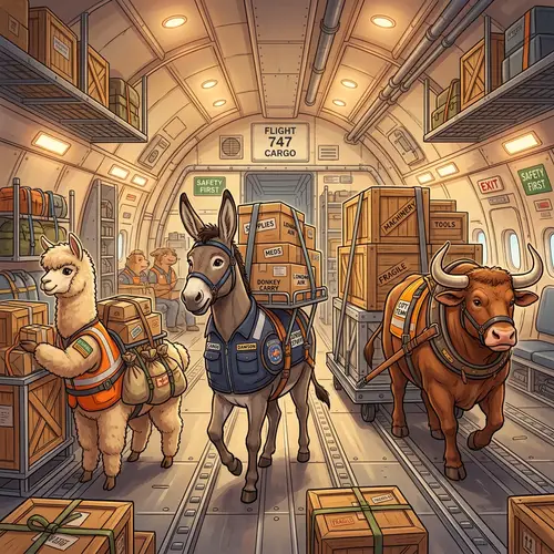 Cargo Transportation Animals in Airplane