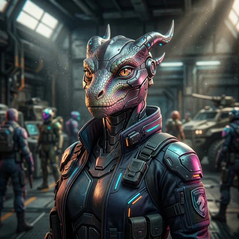 Hypnotic Cyborg Dragon Portrait by Tara McPherson