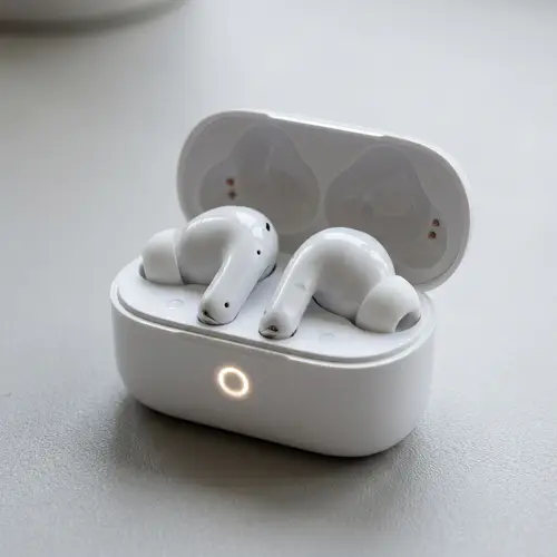 Glossy White Wireless Earbuds | Modern Design