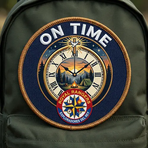 On Time Patch with Christian Silhouette & Camp Background