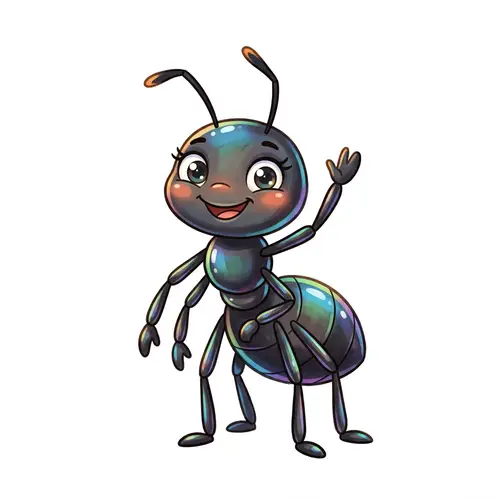 Colorful Illustration: Friendly Cute Ant for Children's Book