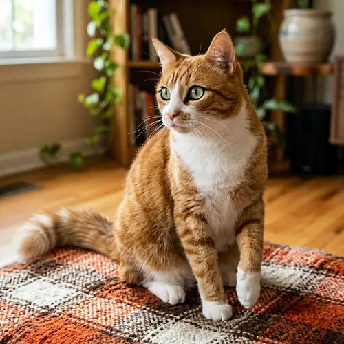 Vibrant Orange and White Cat with Striking Green Eyes