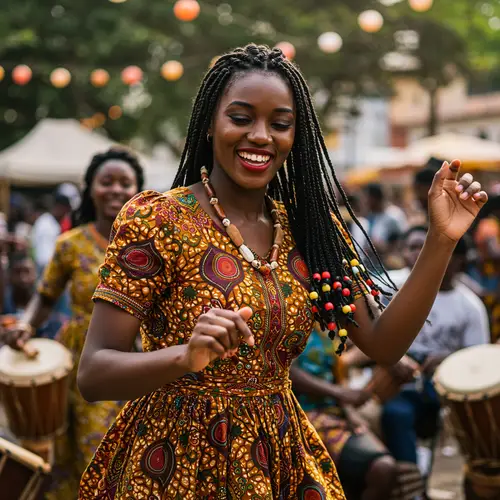African Woman Dancing to Afrobeat Music