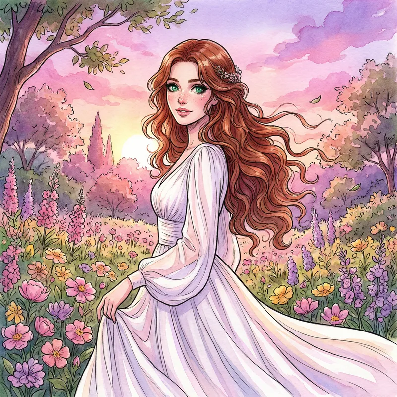 Beautiful Woman in a Dreamy Garden Setting Beautiful Woman in a Dreamy Garden Setting